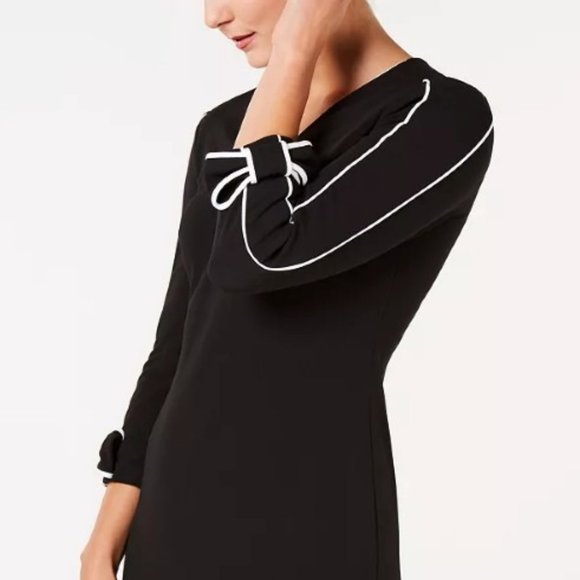 Calvin Klein Scuba Crepe V-Neck Bow Sleeves Sheath Dress - Picture 6 of 9
